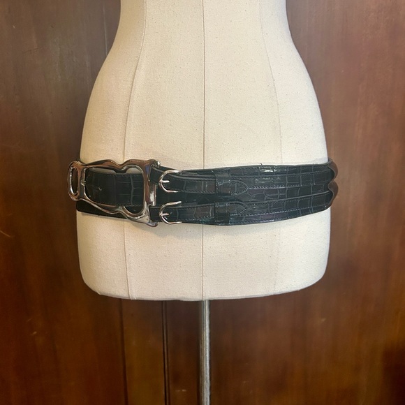 Vintage Accessories - NWOT Bkack Crocodile Heavy Metal Hipster Belt M